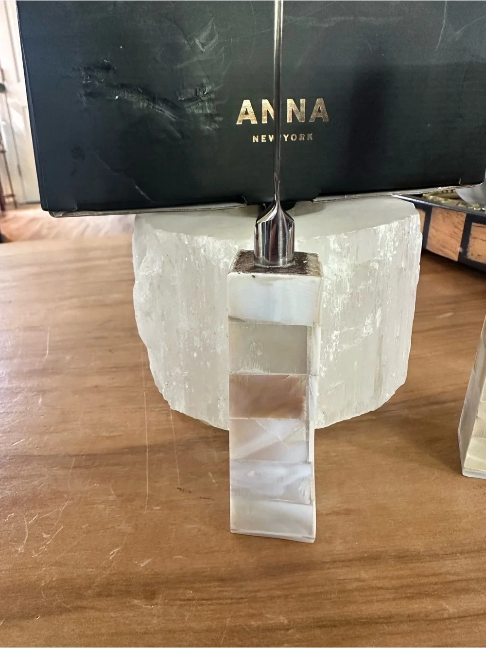 ANNA New York Mother of Pearl Cheese Knives Set new White Handles box